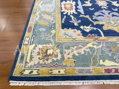 Midnight Bloom Oushak – Hand Knotted Wool Area Rug 8x10