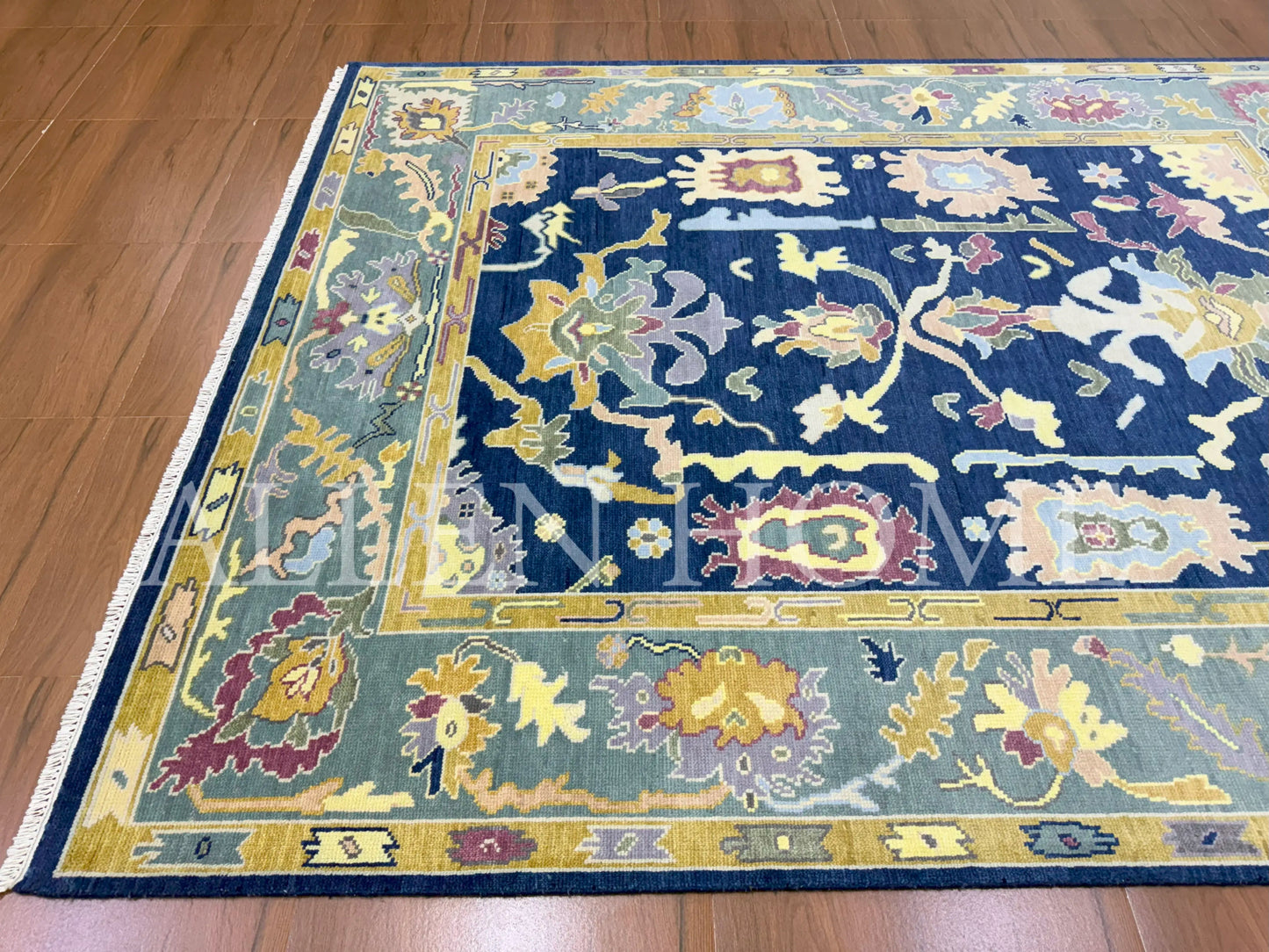 Midnight Bloom Oushak – Hand Knotted Wool Area Rug 8x10