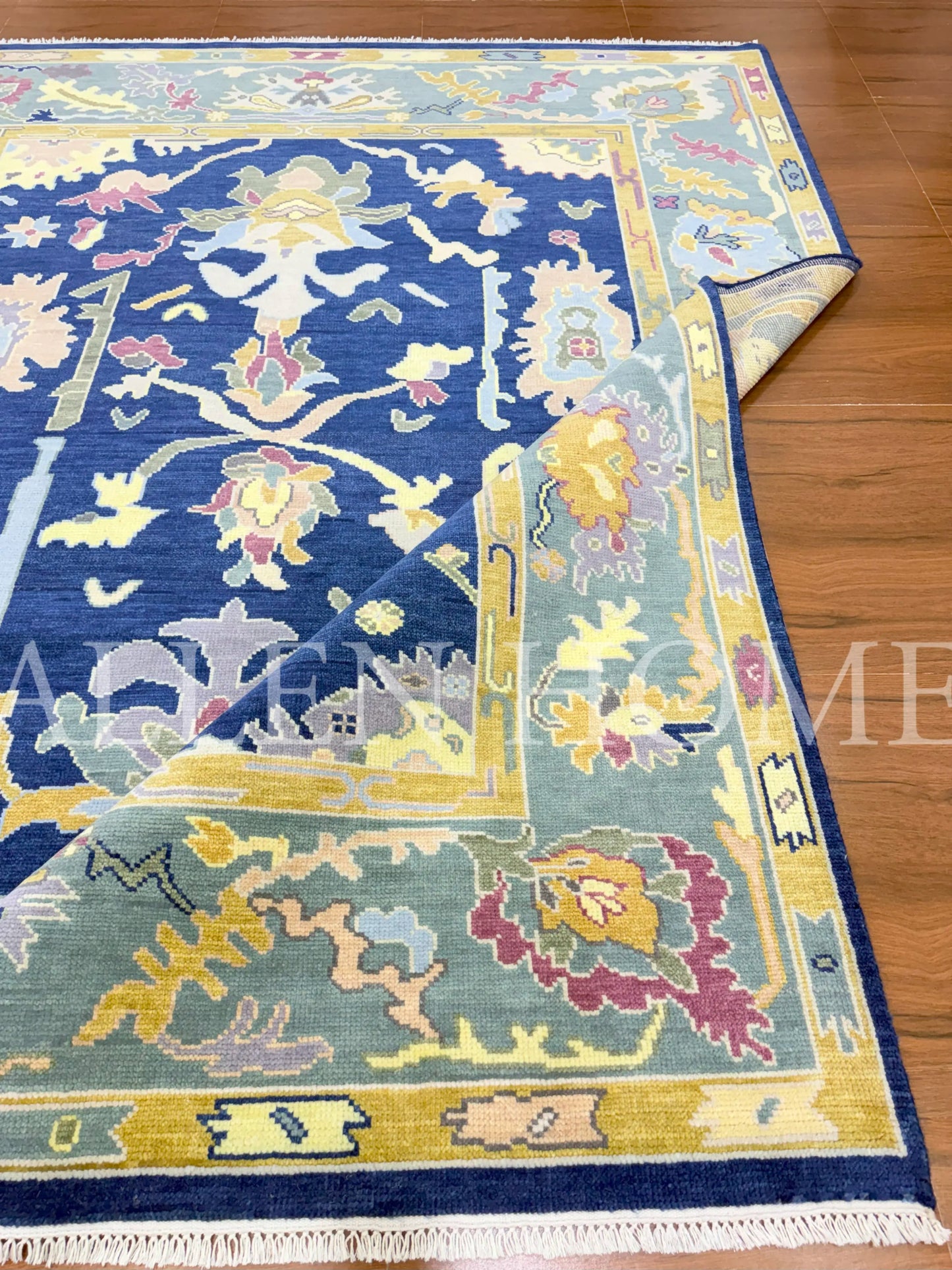 Midnight Bloom Oushak – Hand Knotted Wool Area Rug 8x10