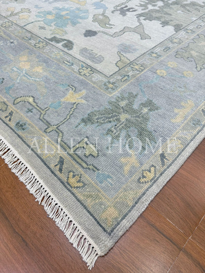 Mist Meadow Oushak – Hand Knotted Wool Area Rug 9x12