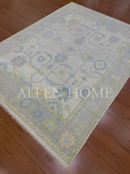 Pastel Bloom Oushak – Hand Knotted Wool Area Rug 9x12