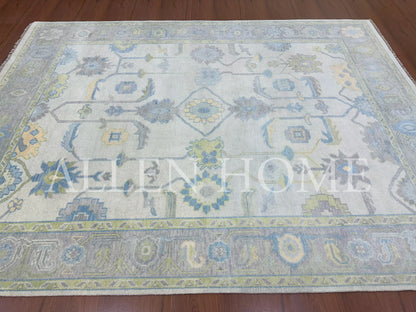 Pastel Bloom Oushak – Hand Knotted Wool Area Rug 9x12