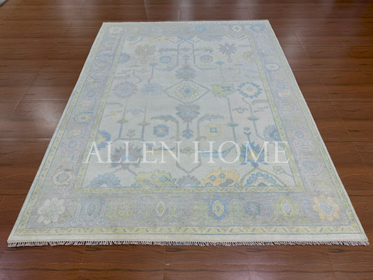 Pastel Bloom Oushak – Hand Knotted Wool Area Rug 9x12