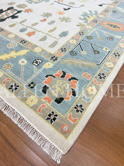 Playful Breeze Oushak – Hand Knotted Wool Area Rug 9x12