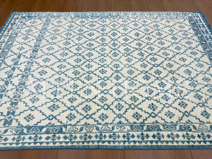 Sapphire Lattice – Hand Knotted Wool Area Rug 7x10