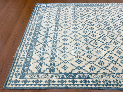 Sapphire Lattice – Hand Knotted Wool Area Rug 7x10