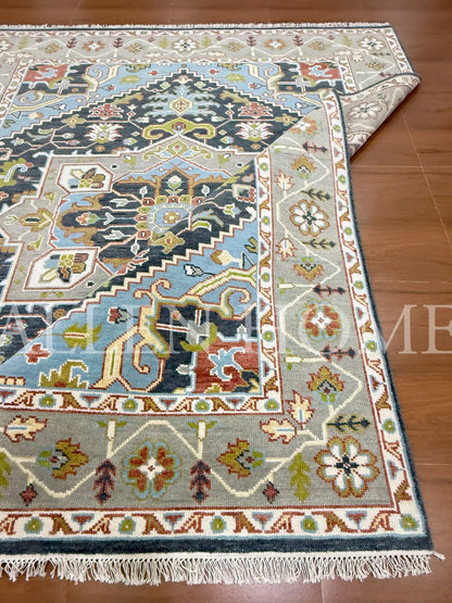Sapphire Medallion Oushak – Hand Knotted Wool Area Rug