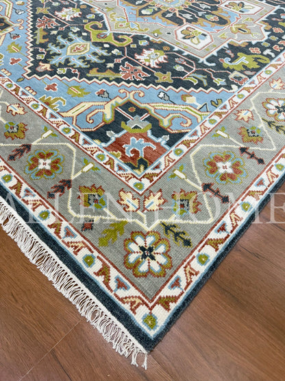 Sapphire Medallion Oushak – Hand Knotted Wool Area Rug