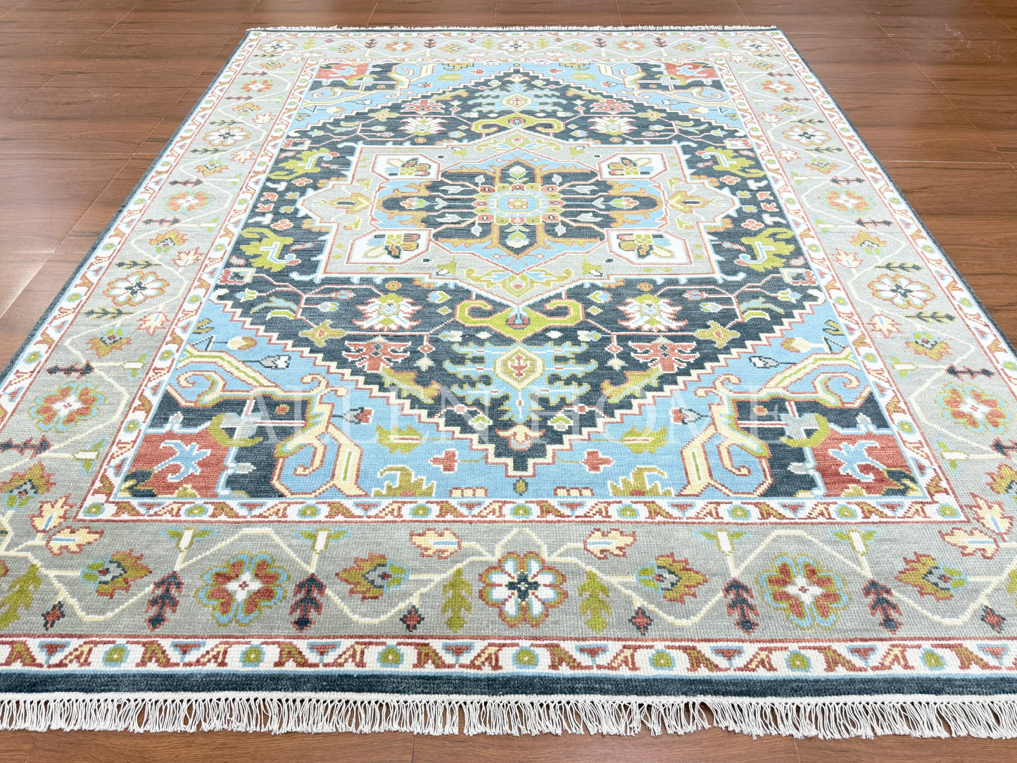 Sapphire Medallion Oushak – Hand Knotted Wool Area Rug