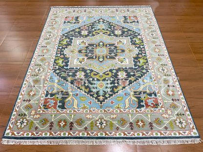 Sapphire Medallion Oushak – Hand Knotted Wool Area Rug