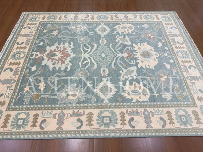 Seaside Bloom Oushak – Hand Knotted Wool Area Rug 8x10