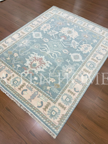 Seaside Bloom Oushak – Hand Knotted Wool Area Rug 8x10