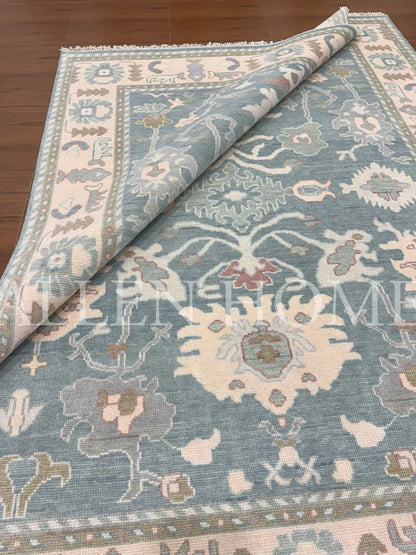 Seaside Bloom Oushak – Hand Knotted Wool Area Rug 8x10
