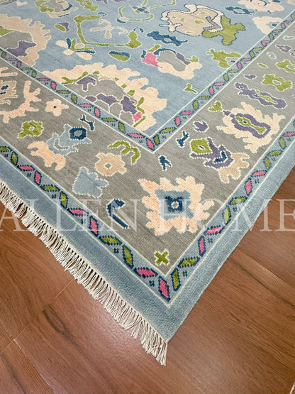 Sky Blossom Oushak – Hand Knotted Wool Area Rug 8x10