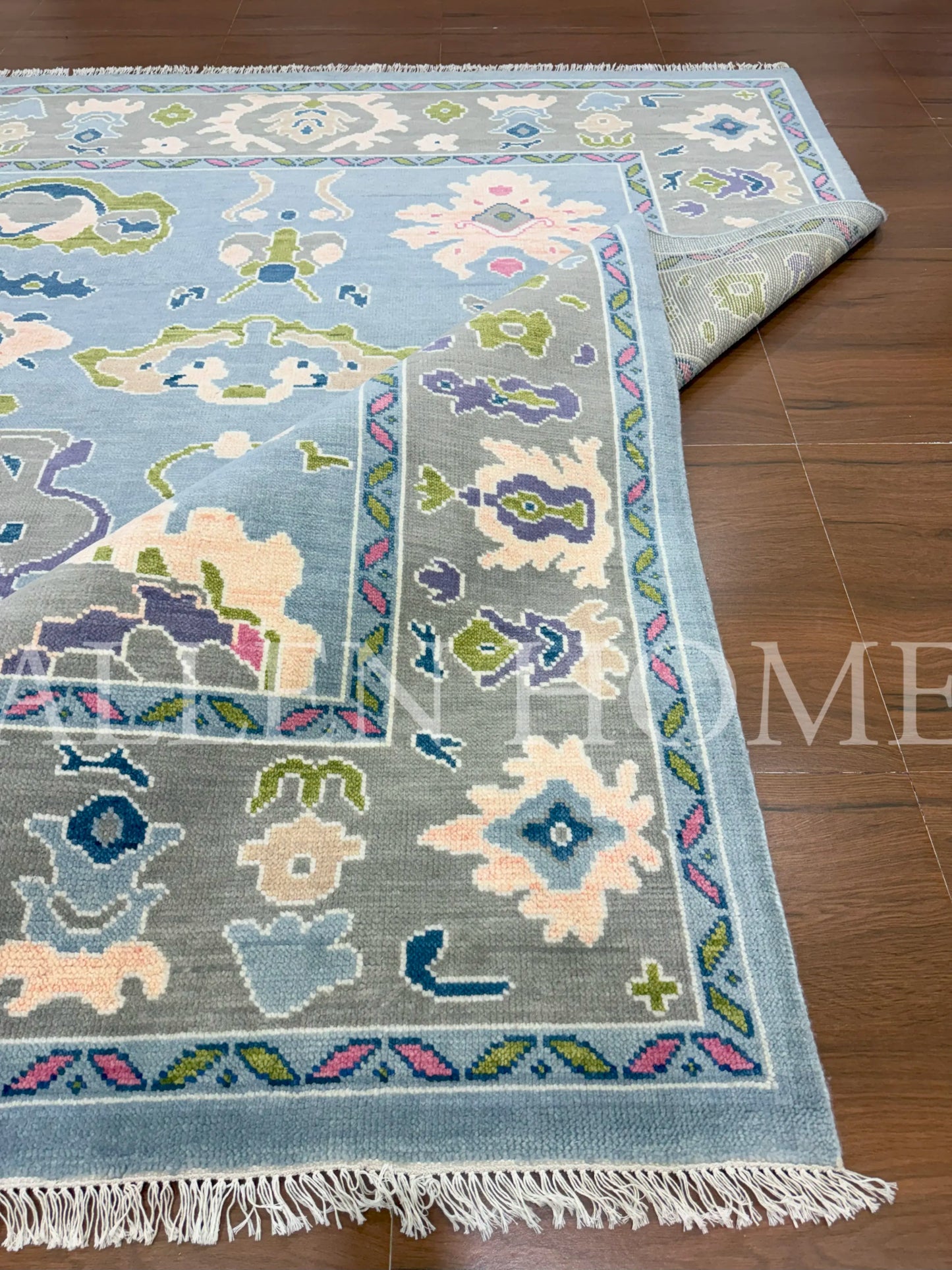 Sky Blossom Oushak – Hand Knotted Wool Area Rug 8x10