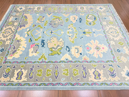 Sky Blossom Oushak – Hand Knotted Wool Area Rug 8x10