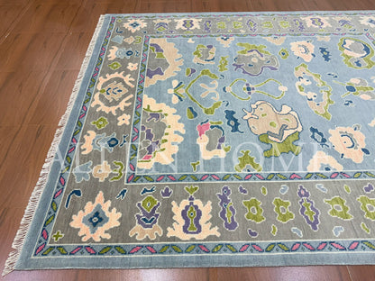 Sky Blossom Oushak – Hand Knotted Wool Area Rug 8x10