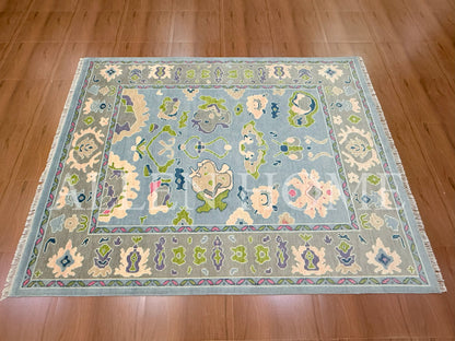 Sky Blossom Oushak – Hand Knotted Wool Area Rug 8x10