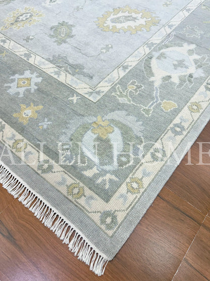 Slate Vine Oushak – Hand Knotted Wool Area Rug 9x12