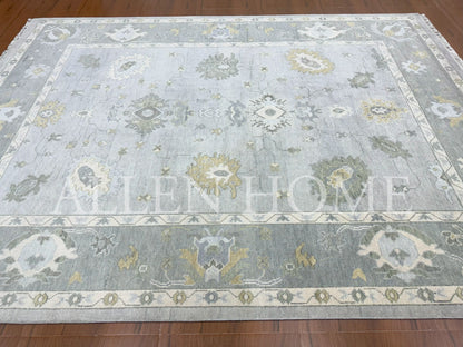 Slate Vine Oushak – Hand Knotted Wool Area Rug 9x12