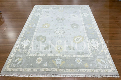 Slate Vine Oushak – Hand Knotted Wool Area Rug 9x12