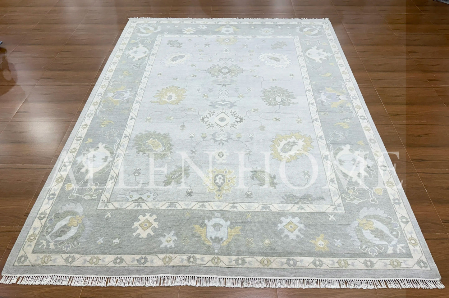 Slate Vine Oushak – Hand Knotted Wool Area Rug 9x12