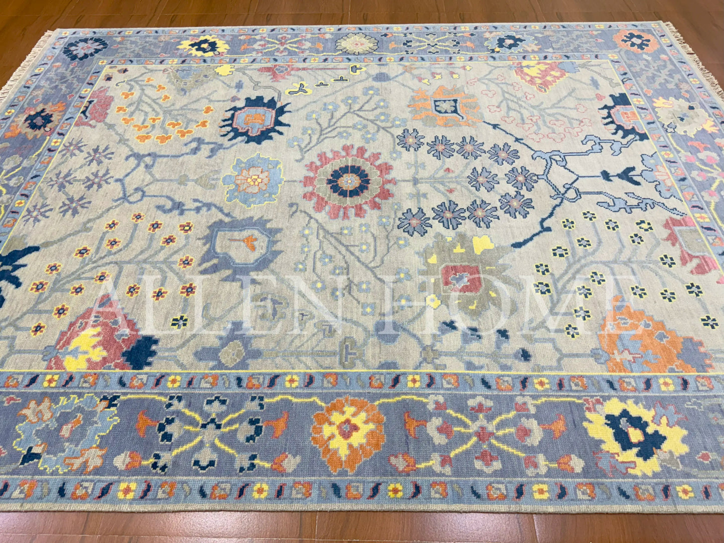 Slate Vine Oushak – Hand Knotted Wool Area Rug 9x12