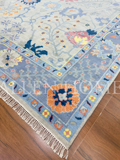 Slate Vine Oushak – Hand Knotted Wool Area Rug 9x12