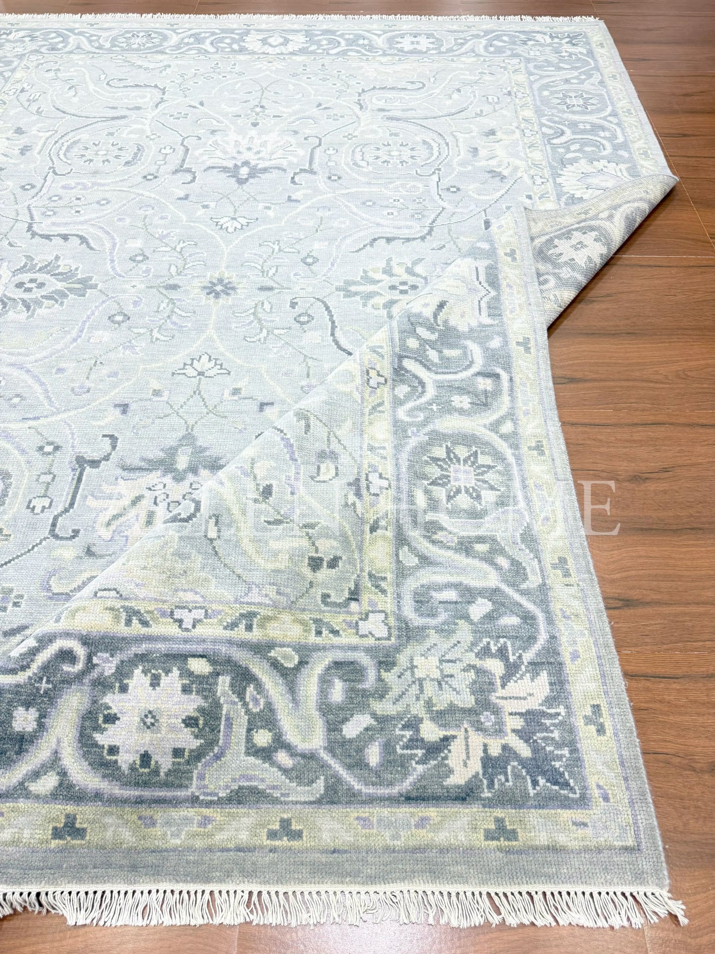 Slate Vine Oushak – Hand Knotted Wool Area Rug 9x12