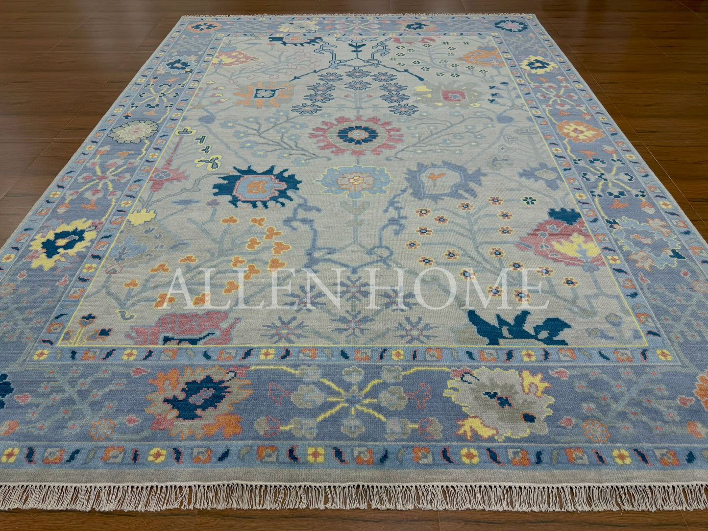 Slate Vine Oushak – Hand Knotted Wool Area Rug 9x12