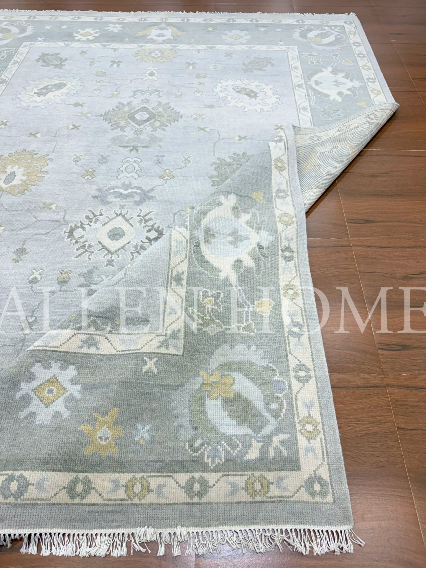 Slate Vine Oushak – Hand Knotted Wool Area Rug 9x12