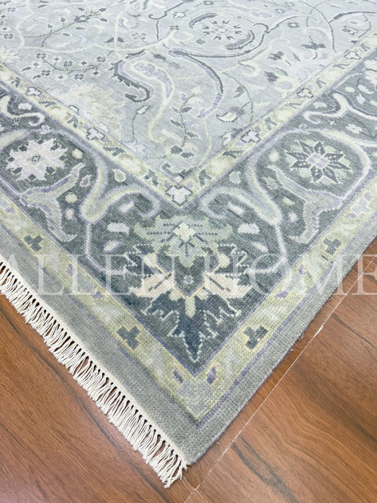 Slate Vine Oushak – Hand Knotted Wool Area Rug 9x12