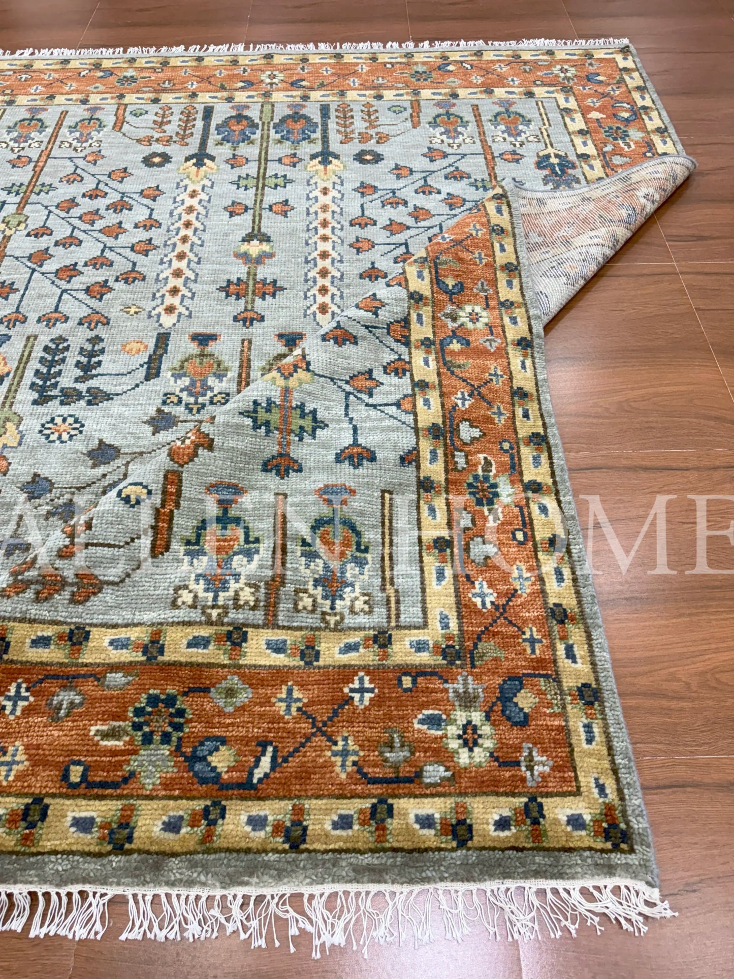 Tree Of life Light Blue – Hand Knotted Wool Area Rug 8x10