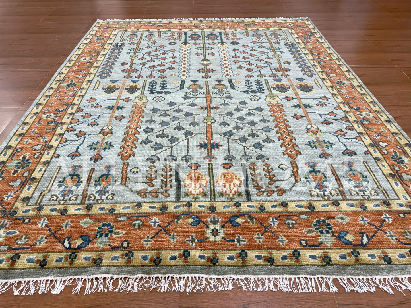 Tree Of life Light Blue – Hand Knotted Wool Area Rug 8x10