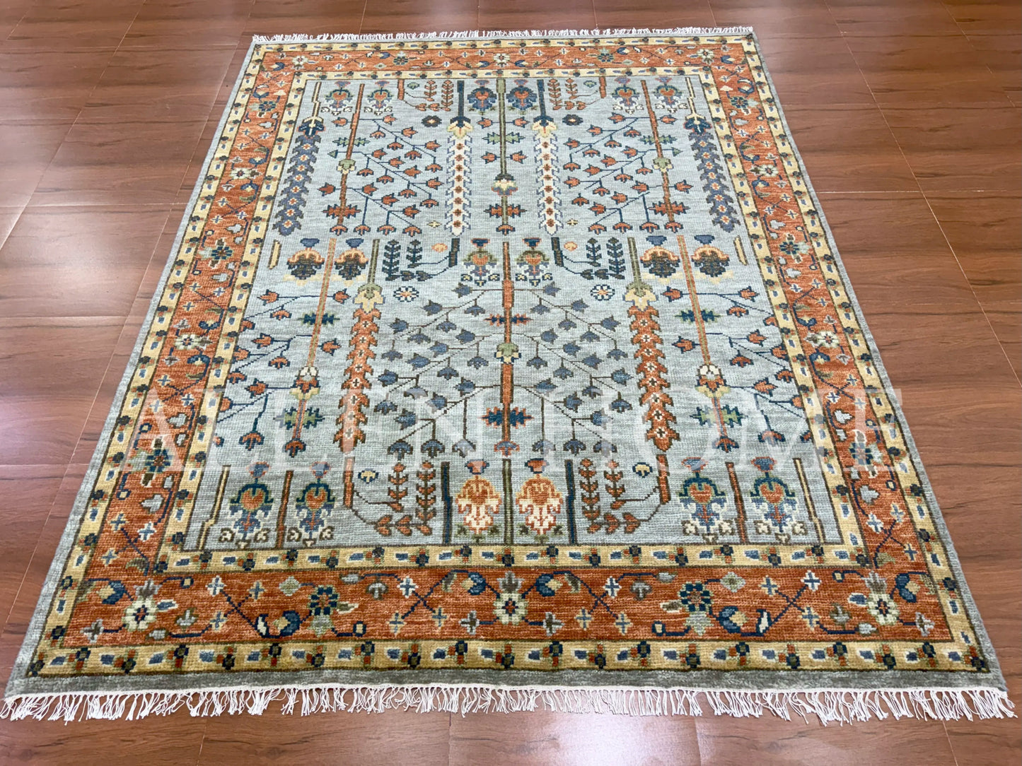 Tree Of life Light Blue – Hand Knotted Wool Area Rug 8x10