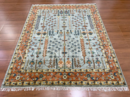 Tree Of life Light Blue – Hand Knotted Wool Area Rug 8x10