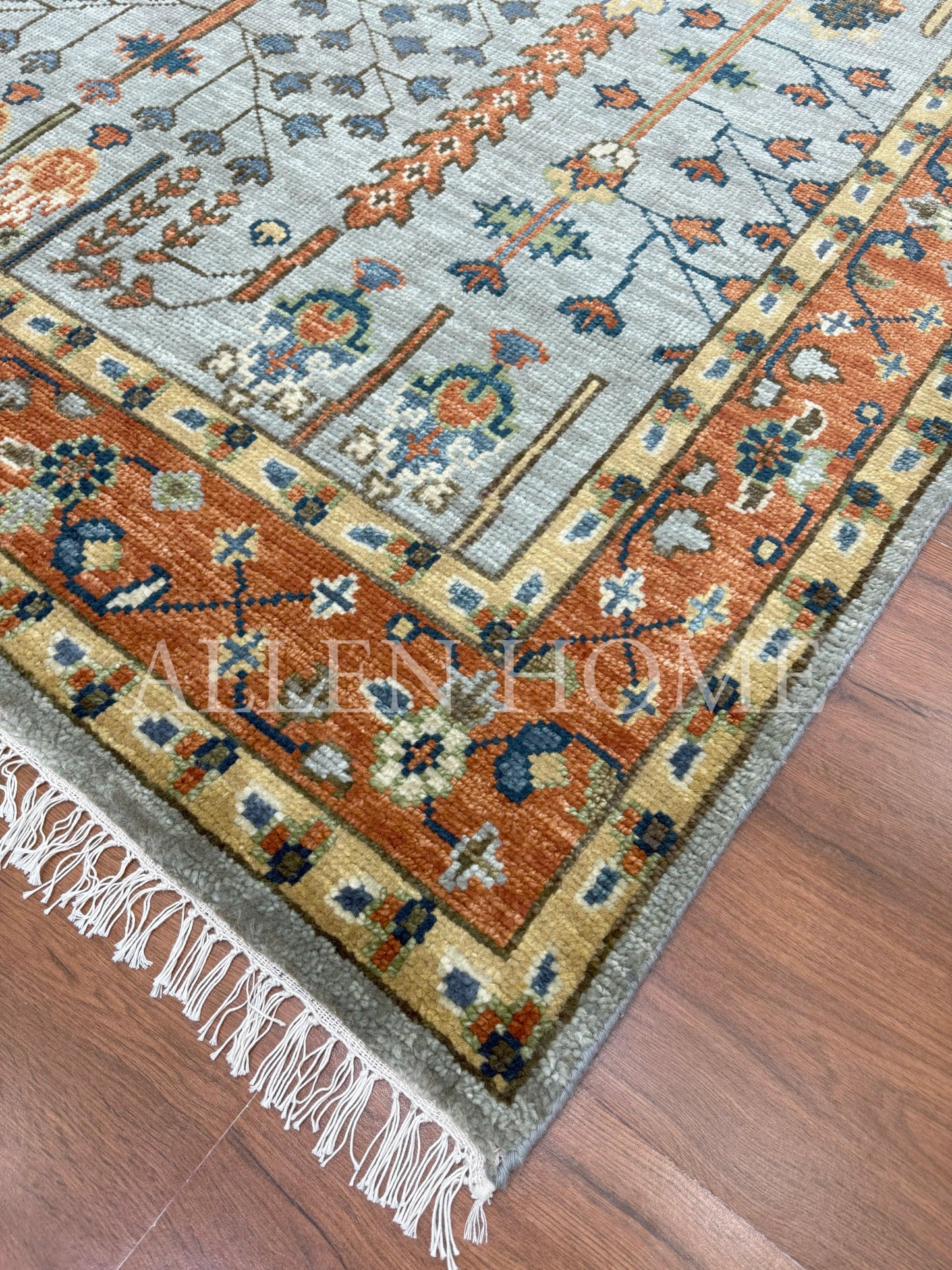 Tree Of life Light Blue – Hand Knotted Wool Area Rug 8x10