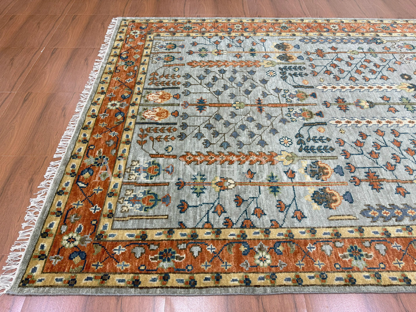 Tree Of life Light Blue – Hand Knotted Wool Area Rug 8x10