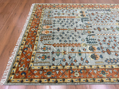 Tree Of life Light Blue – Hand Knotted Wool Area Rug 8x10