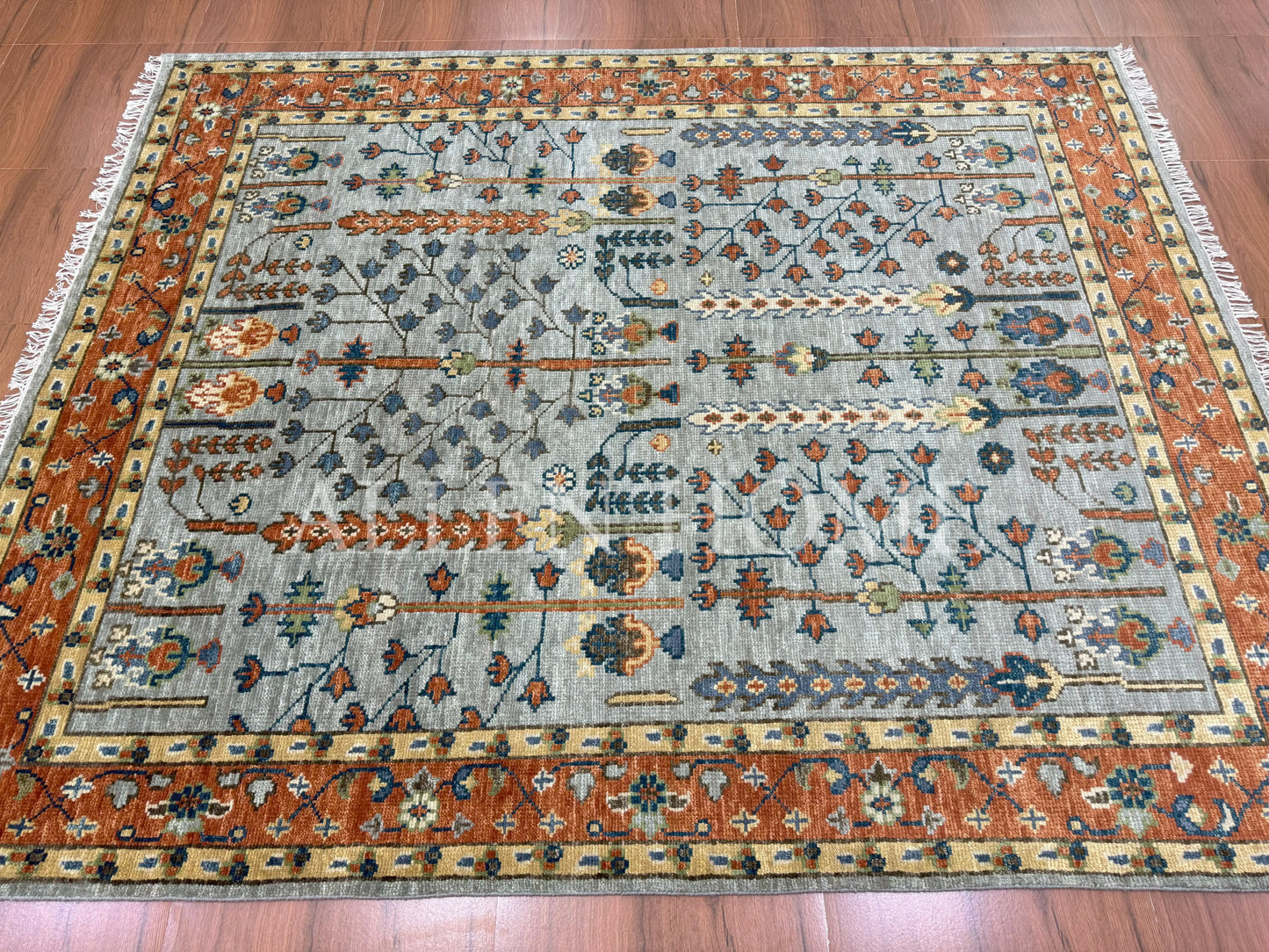 Tree Of life Light Blue – Hand Knotted Wool Area Rug 8x10